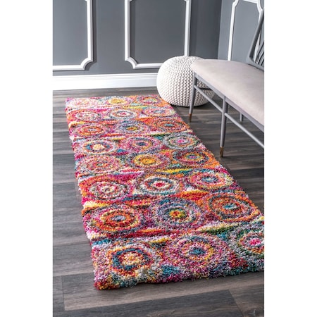 Nuloom Kindra Bohemian Circles Shag Area Rug 2ft 6in x 6ft OZXL02A-2606